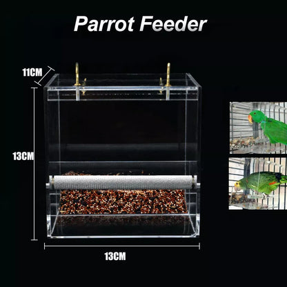 Automatic Acrylic Parrot Feeder | No Mess Bird Cage Seed Feeding | No Mess Feeder