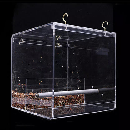 Automatic Acrylic Parrot Feeder | No Mess Bird Cage Seed Feeding | No Mess Feeder