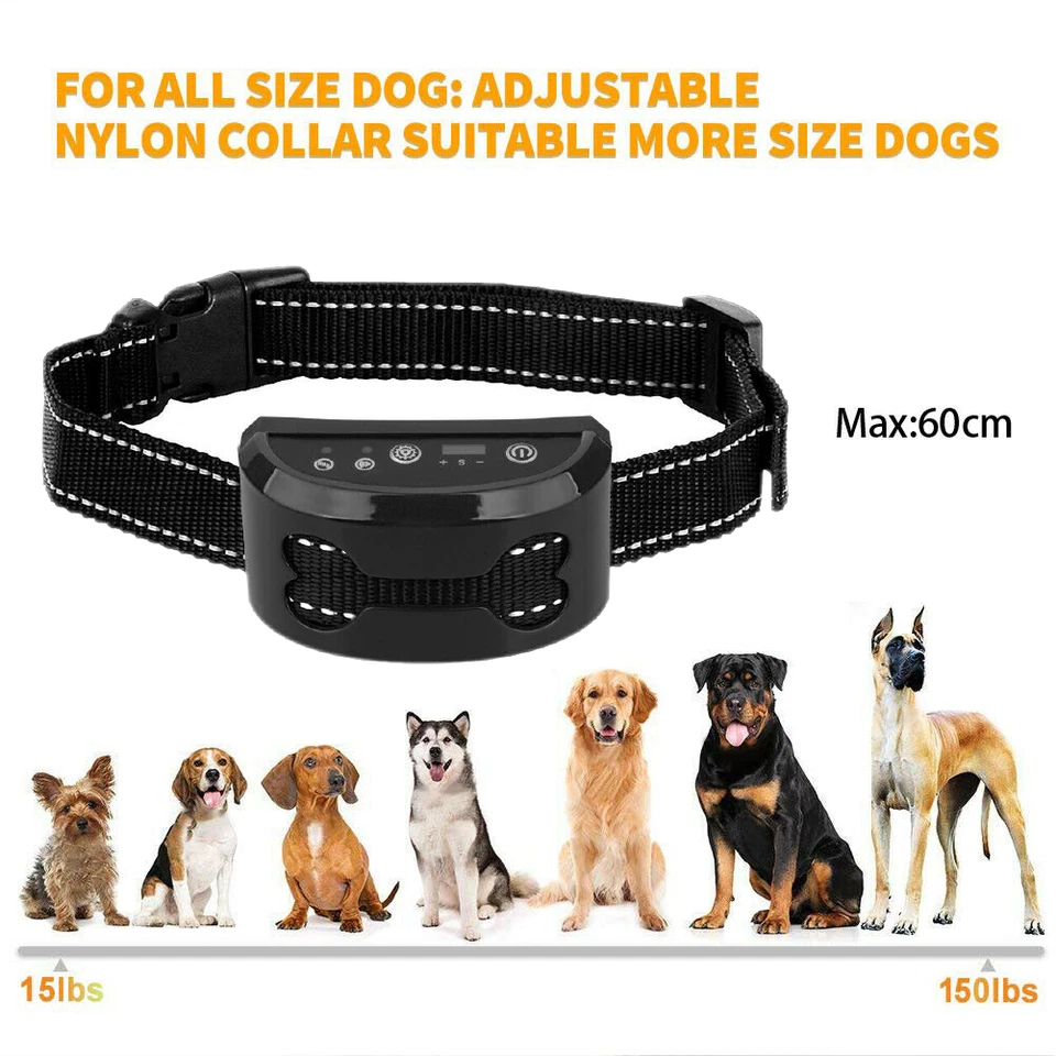 Humane Adjustable Anti Bark Collar | USB Recharge | Nylon Strap Safe | Pain Free Training | Non-Shock Waterproof | Intelligent Recognition | Safe and Pain Free
