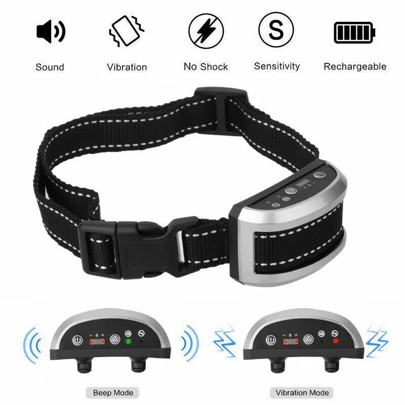 Humane Adjustable Anti Bark Collar | USB Recharge | Nylon Strap Safe | Pain Free Training | Non-Shock Waterproof | Intelligent Recognition | Safe and Pain Free