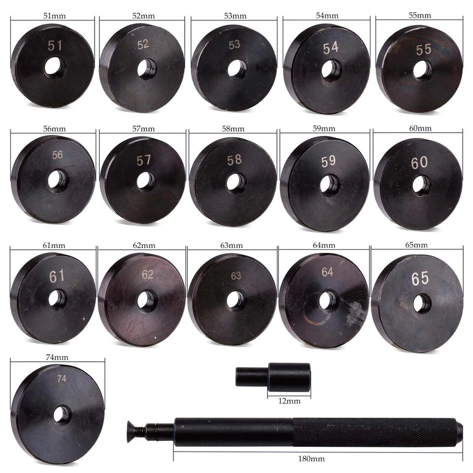 52PCs Custom Bushing Bearing Seal Driver Push Press Disc Tool Set kit 18mm-74mm