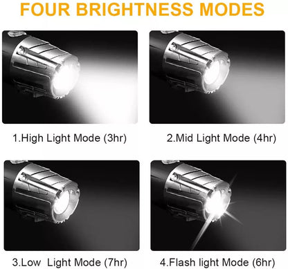 Rechargeable LED Bike Bicycle Light | USB Waterproof Front Headlight & Back Tail Lights | Emergency Flashlight