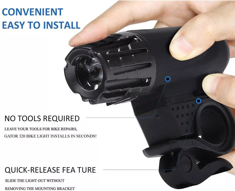 Rechargeable LED Bike Bicycle Light | USB Waterproof Front Headlight & Back Tail Lights | Emergency Flashlight