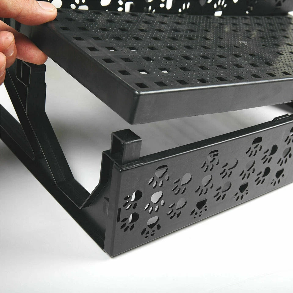 Pet Stairs 3 Steps Easy Assemble | Portable Cat Dog Ladder w/ Cover | Step Ramp Climb For Pup Play