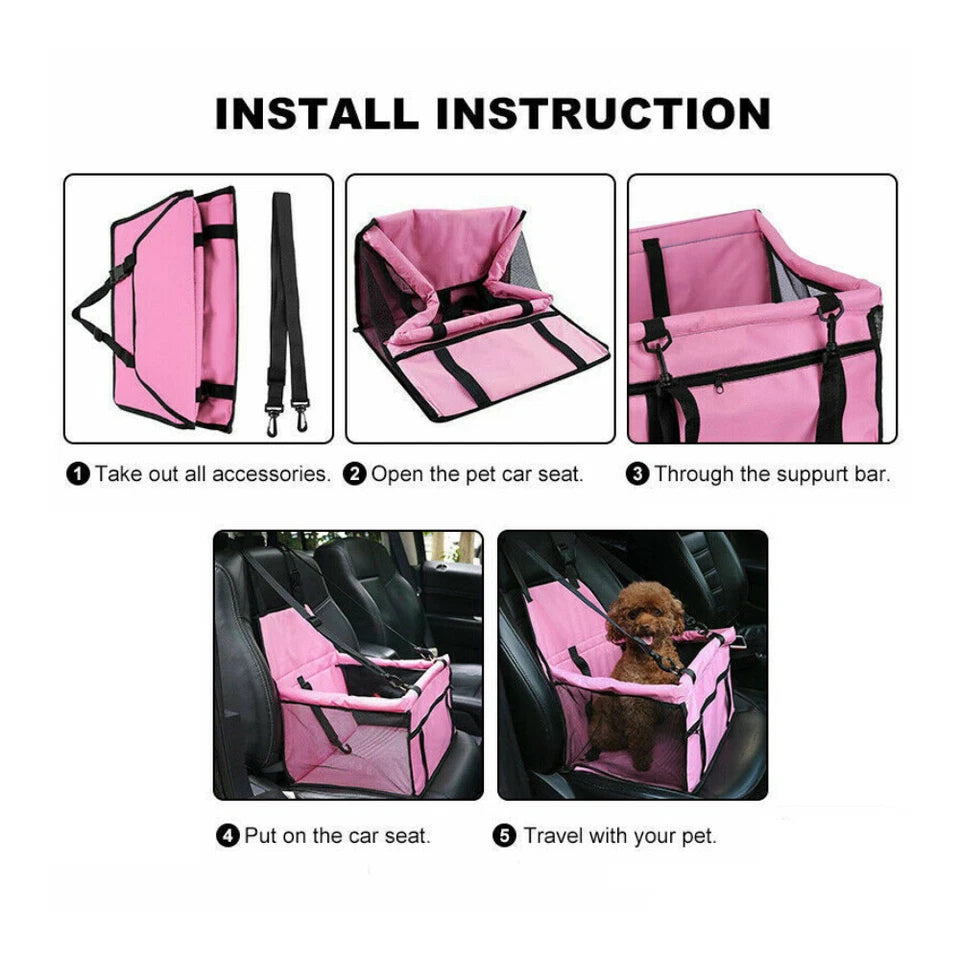 Travel Cat Dog Pet Car Carrier | Pink Puppy Booster Seat | Auto Carrier Safety Protector Basket