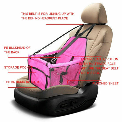 Travel Cat Dog Pet Car Carrier | Pink Puppy Booster Seat | Auto Carrier Safety Protector Basket