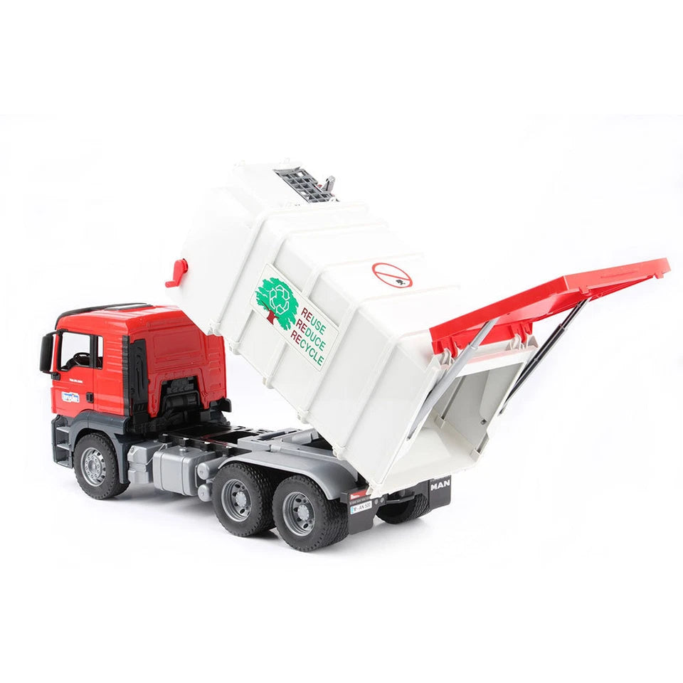 Side Loading Garbage/Recycling Truck w/Bin | Model MAN TGS | Size: 53 x 19 x 25.7 cm 1:16 | High Detail Model