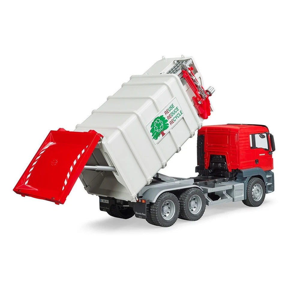 Side Loading Garbage/Recycling Truck w/Bin | Model MAN TGS | Size: 53 x 19 x 25.7 cm 1:16 | High Detail Model