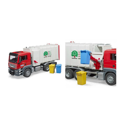 Side Loading Garbage/Recycling Truck w/Bin | Model MAN TGS | Size: 53 x 19 x 25.7 cm 1:16 | High Detail Model