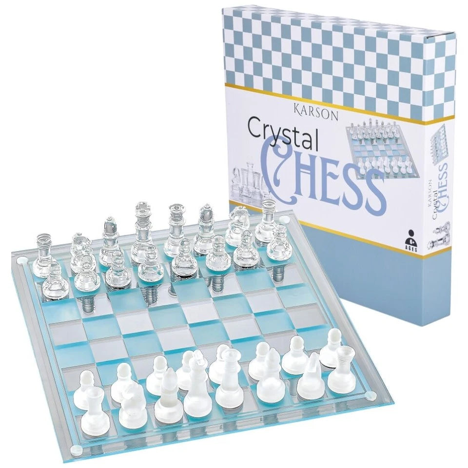 Karson Crystal Chess Game Set 32pc | Glass Board | Suitable for 6y+ | Stylish Centerpiece