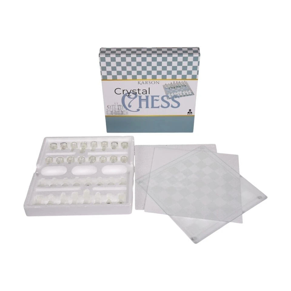 Karson Crystal Chess Game Set 32pc | Glass Board | Suitable for 6y+ | Stylish Centerpiece