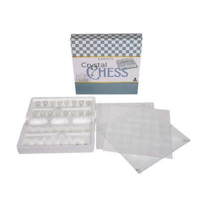 Karson Crystal Chess Game Set 32pc | Glass Board | Suitable for 6y+ | Stylish Centerpiece