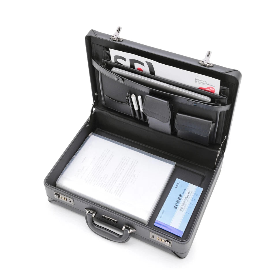 Tosca Hard Case Hand Carry | Business Briefcase Bag w/ Combination Lock Black | Organisational Pockets