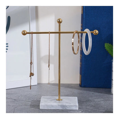 NF Living Jewellery Holder 10x23 Elegant Design Marble Metal Organizer Gold