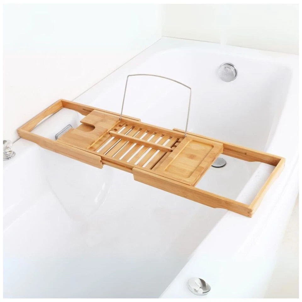 NF Living Telescopic Bathshelf | 107x23cm Bamboo Rectangle For Bathrooms | Natural