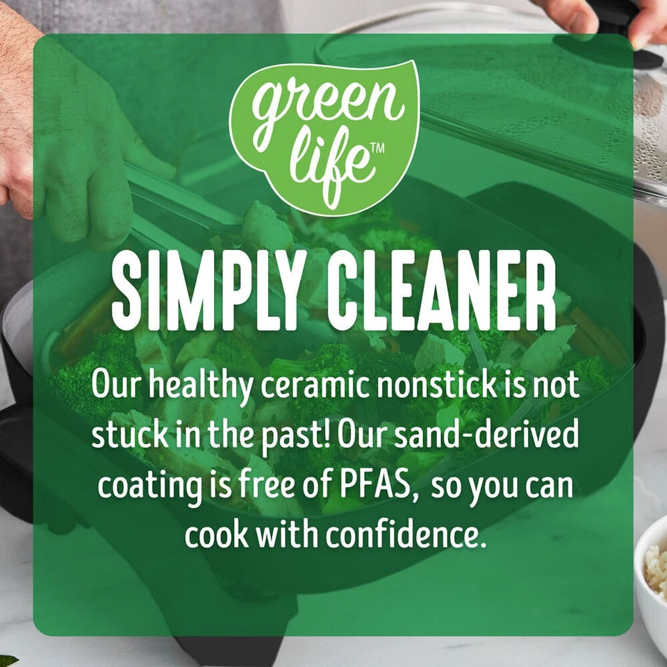 Greenlife Electric Frypan 4.7L Induction Safe Ceramic Multi-Function Pan Black