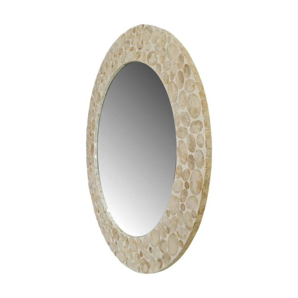 J.Elliot Home Elodie Pearl Round Indoor Mirror Decoration 75x75x1.5cm Natural