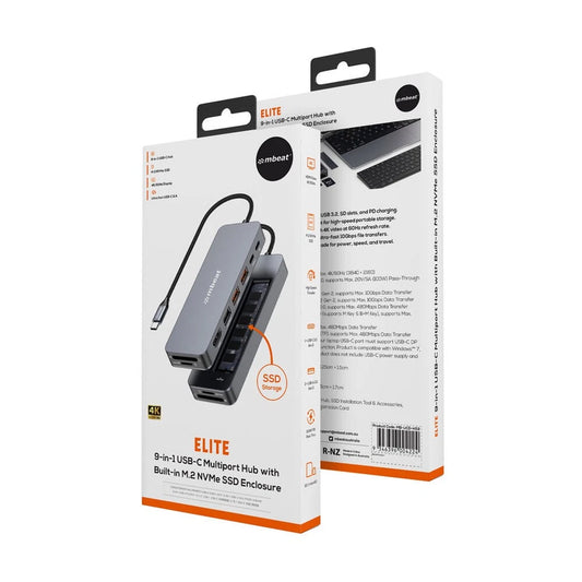 Mbeat Elite 9-in-1 USB-C Multiport Hub | w/ Built-in M.2 NVMe SSD Enclosure | Enabling quick charging of smartphones, tablets, and other USB devices | supporting modern and legacy devices (Copy)