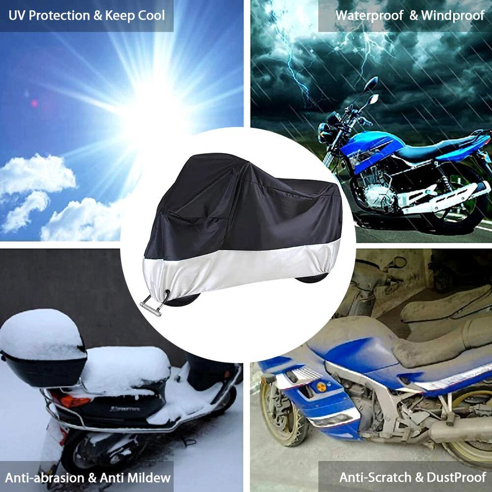 Motorcycle Cover Waterproof | Size L | Wind Shelter Heavy Duty | Dust Storage Protective AU