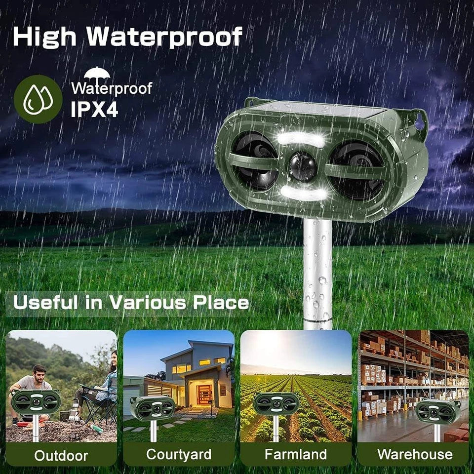 Outdoor Solar Ultrasonic Pest Repeller - Motion Sensor Bird Rat Possum Repellent