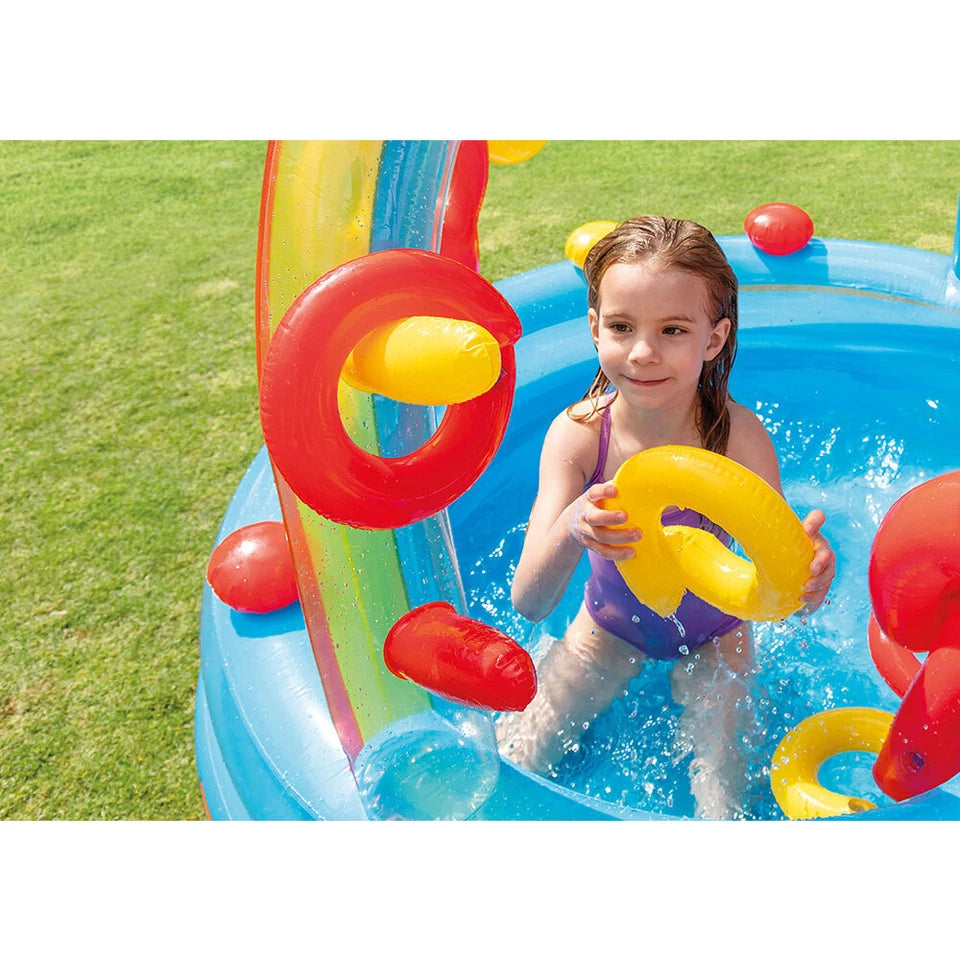 Intex Rainbow Ring 2.97m Play Centre Inflatable Swimming Pool Outdoor Kids 3y+