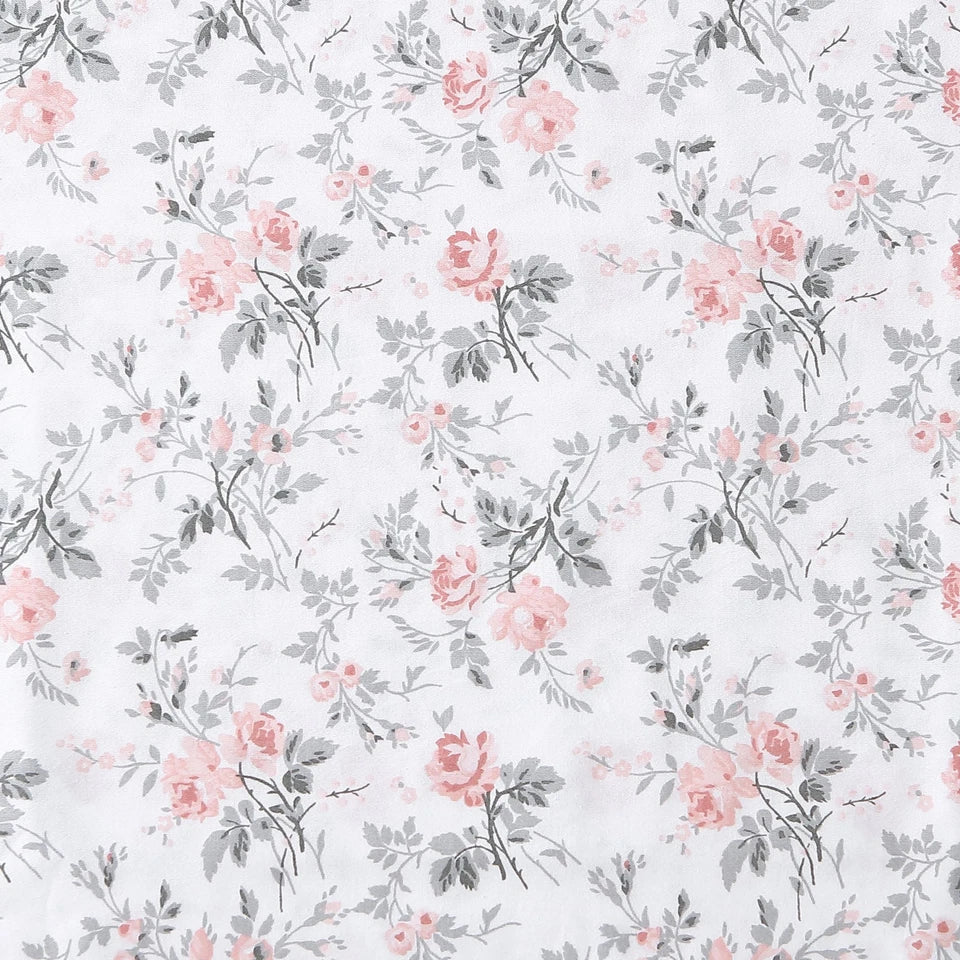 Laura Ashley Geneva Printed King Bed Size Sheet Set w/ 2x Pillowcase Blush/Grey