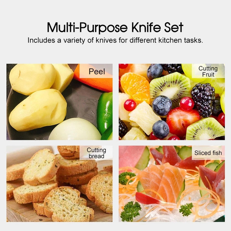 Kitchen Knife Set with MDF Block 6PC | Chef, Utility & Bread Knives