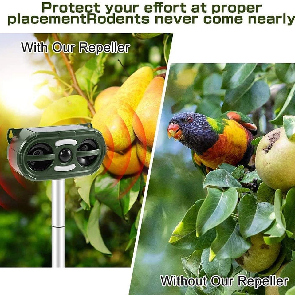 Outdoor Solar Ultrasonic Pest Repeller - Motion Sensor Bird Rat Possum Repellent