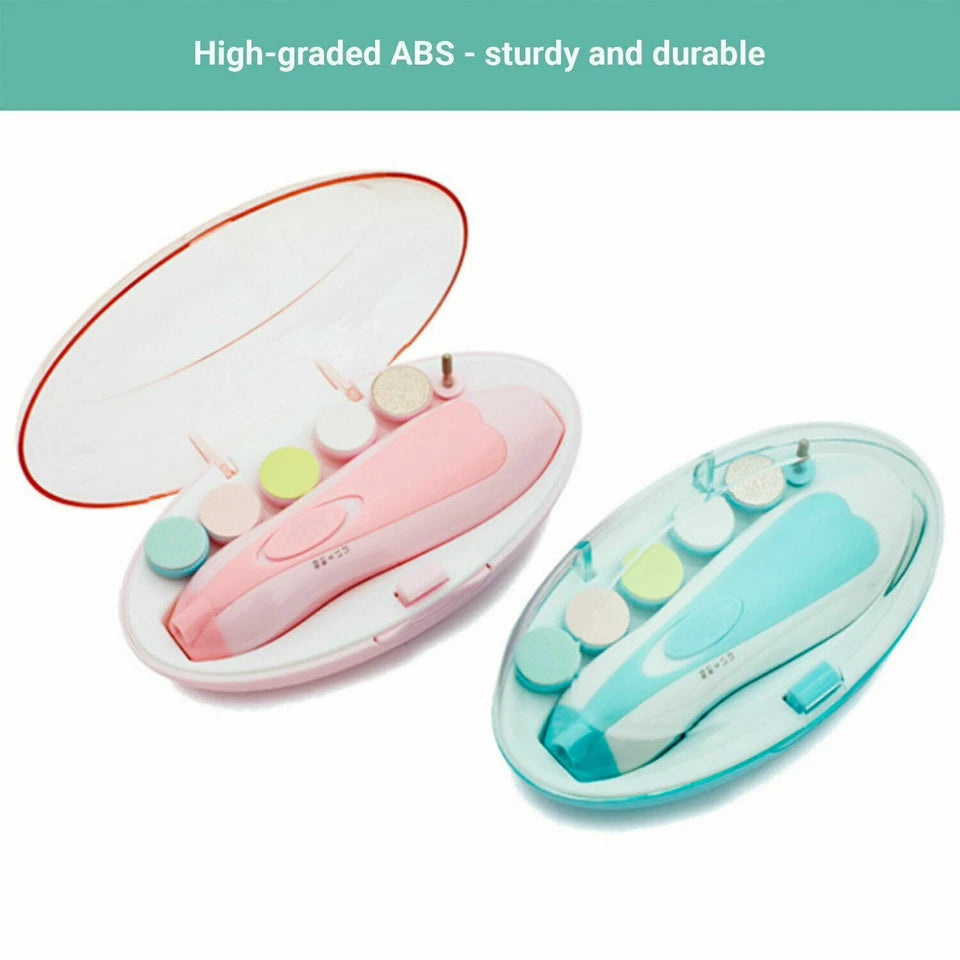 Electric Baby Infant Newborn Nail Trimmer File | Safe Grinder Clipper Tools Set | Compact and Lightweight | One Button Activation