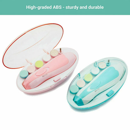 Electric Baby Infant Newborn Nail Trimmer File | Safe Grinder Clipper Tools Set | Compact and Lightweight | One Button Activation
