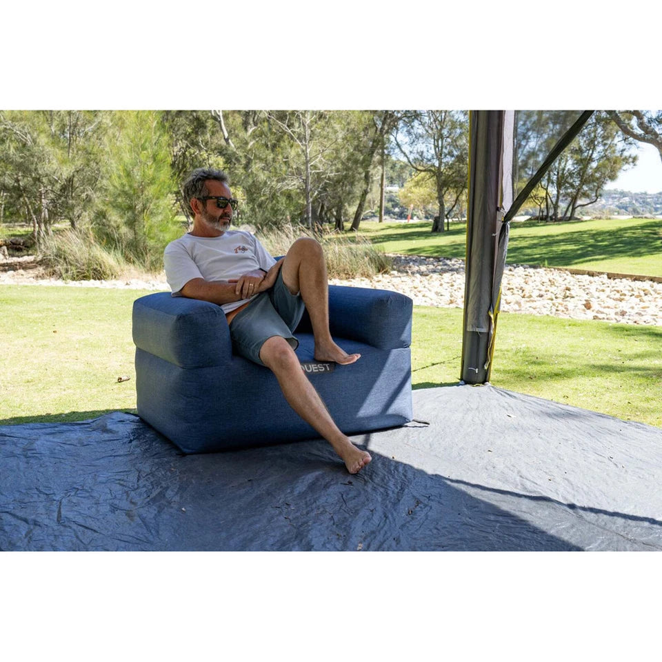 Quest Outdoors Sofa | 100x80cm Blue Air Inflatable Sofa | Camping/Picnic Furniture | Camp Gear