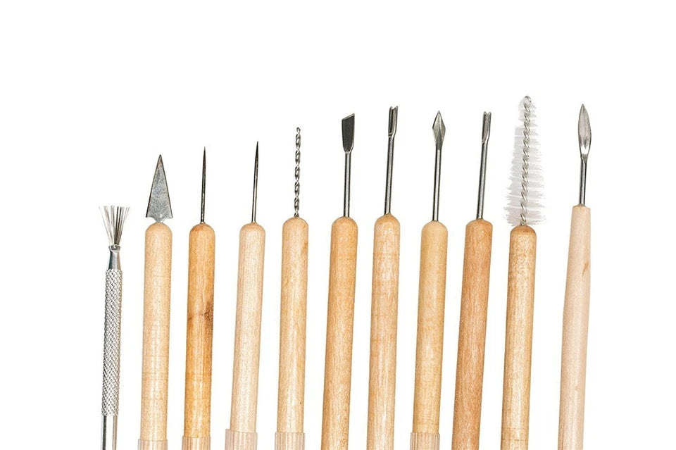 Polymer Clay Wooden Tools | 11PC Modelling Sculpting Tool Pottery Art Projects Set
