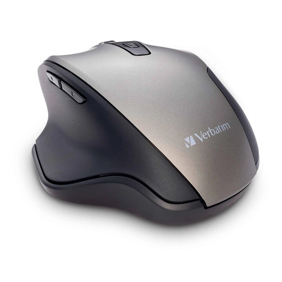 VERBATIM Silent Ergonomic Wireless Blue LED 2.4Ghz Mouse Adjustable DPI Graphite