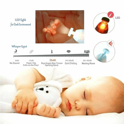 Electric Baby Infant Newborn Nail Trimmer File | Safe Grinder Clipper Tools Set | Compact and Lightweight | One Button Activation