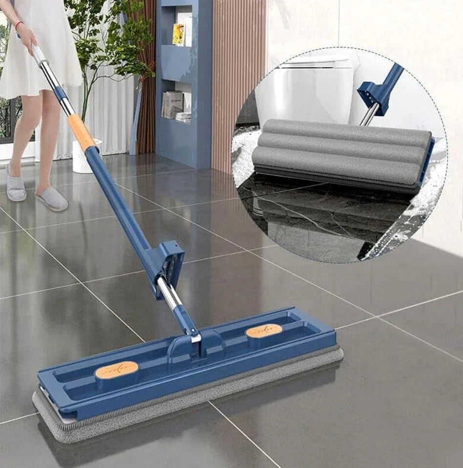 Flat Mop with Foldable Bucket Set and 5 Reusable Pads