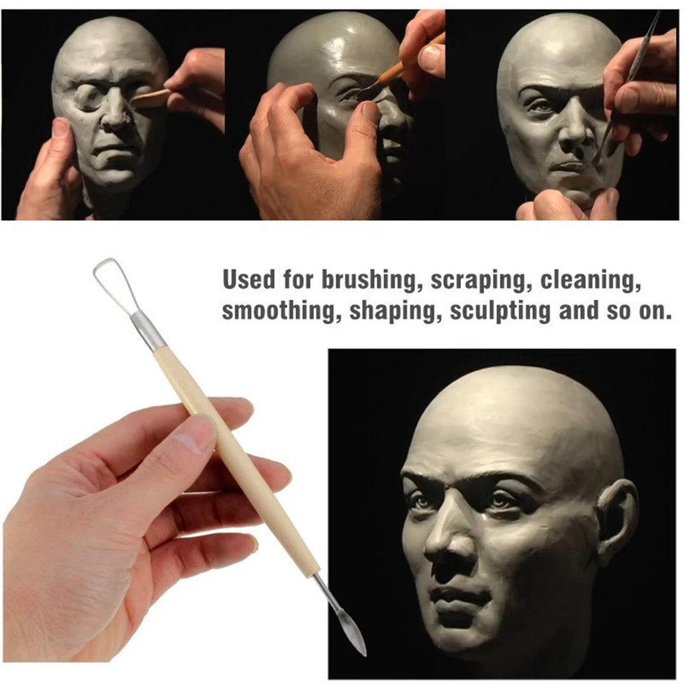 Polymer Clay Wooden Tools | 11PC Modelling Sculpting Tool Pottery Art Projects Set