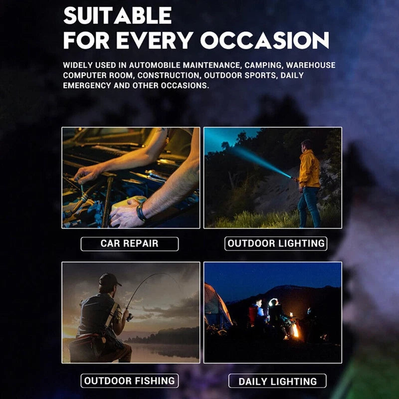 900000 Lumens XHP50 Zoom LED Flashlight Rechargeable Tactical Torch Lamp