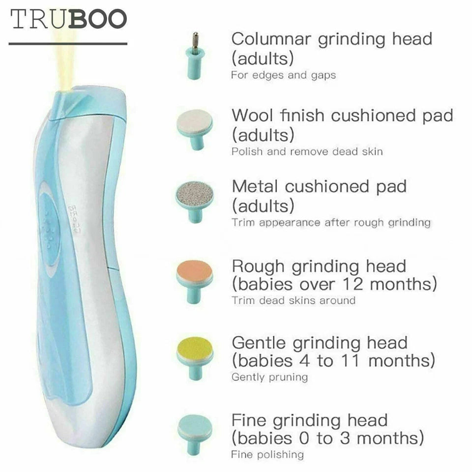 Electric Baby Infant Newborn Nail Trimmer File | Safe Grinder Clipper Tools Set | Compact and Lightweight | One Button Activation