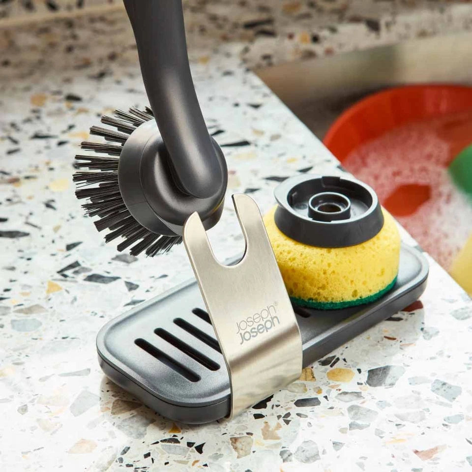 Joseph Joseph Sinktech Dish Brush And Sponge | Set With Large Stainless Steel Head | Interchangeable Heads