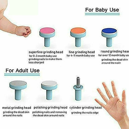 Electric Baby Infant Newborn Nail Trimmer File | Safe Grinder Clipper Tools Set | Compact and Lightweight | One Button Activation