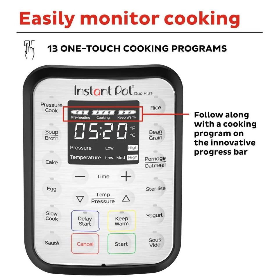 DUO Plus Stainless Steel Multi Cooker 5.7L Size 34.7X33.7X37.2cm by Instant Pot