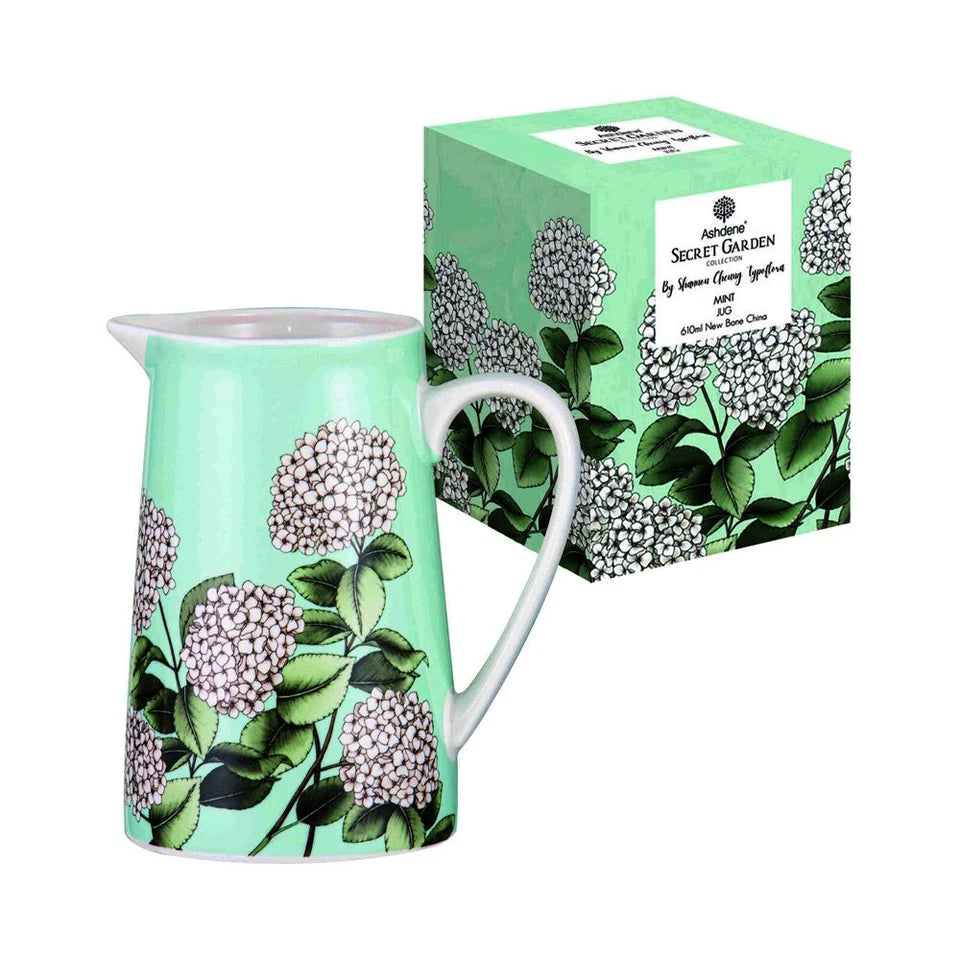 Ashdene Secret Garden Kitchen Table Pitcher New Bone China Jug 610ml Mint