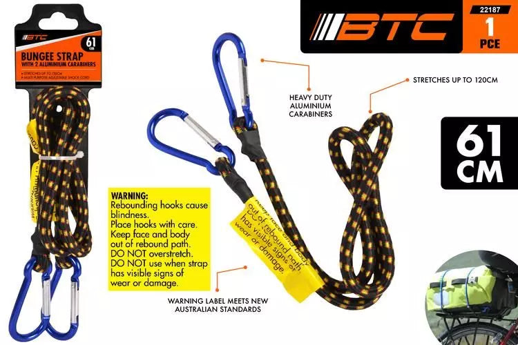 Bungee Cord Set Bungee Strap With Carabiner Hook | 61cm Length Strap Down Cord | Heavy Duty Bungee Cord