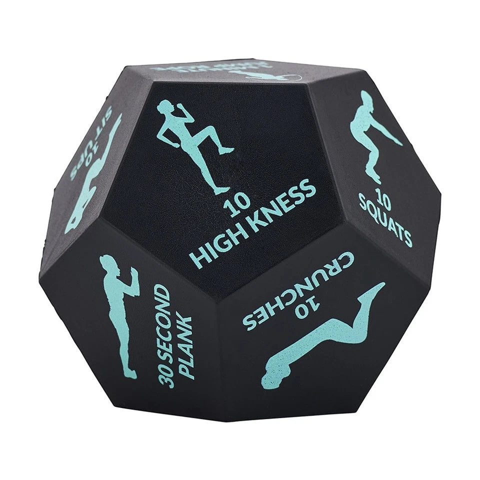 2PK Annabel Trends Feel Well 12-Sided Fitness Workout Dice Black & Aqua