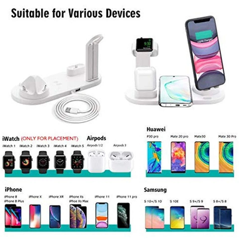 Apple All in One Charging Station | 4 in1 For iPhone Xs Apple Watch Airpods | Fast Wireless Charging | Inbuilt Charge Protection