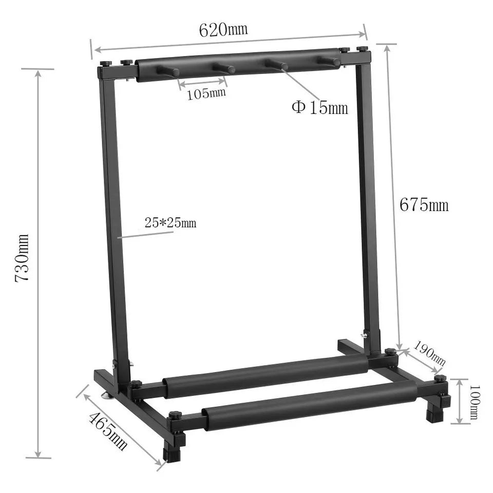 Guitar Stand Fits 3 Guitars | Bass Display Rack | Metal Contrsuction | anti-collision foam | Non-Slip