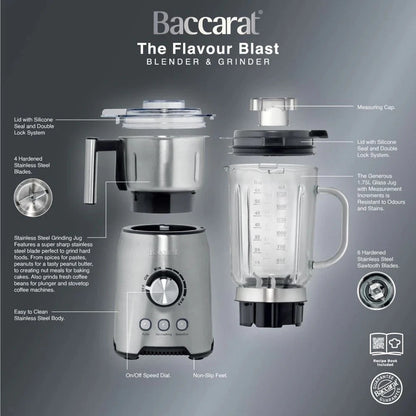 Baccarat The Flavour Blast Blender & Grinder 1.75L | Freshly Prepared Sauces/Salsas/Juices/Smoothies