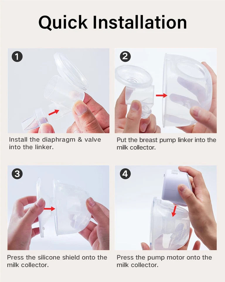 Electric Breast Pump Wearable 2Pcs | USB Silent Hands-Free Auto Milker | Low Noise Massage and Pump Function |