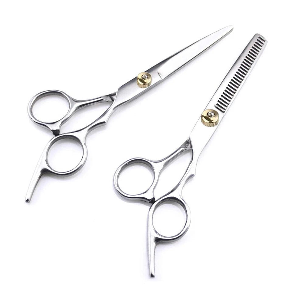 6" Salon Hairdressing Barber Scissors | Set Hair Cutting Thinning Shears Tool Kit | High Quality Stainless Steel | Ergonomical Design
