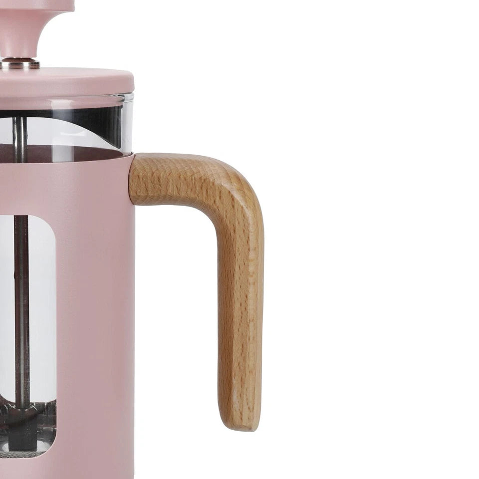 La Cafetiere Pisa 3-Cup 350ml | Stainless Steel/Glass Coffee French Press Pink | Filter Coffee | Rush Resistant Mesh | Italian Coffee Style